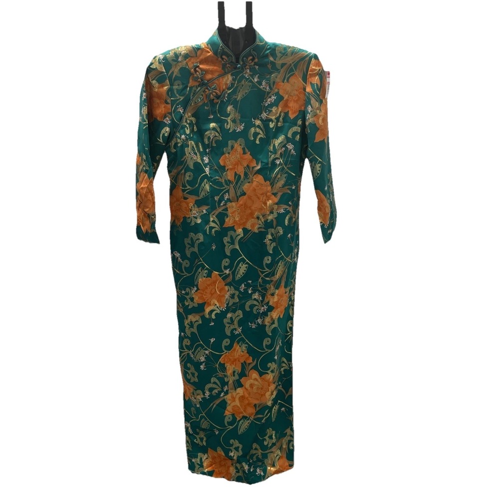 Cheongsam Double Layered Mandarin Collar Slim Dress Double Slits Qipao Size S